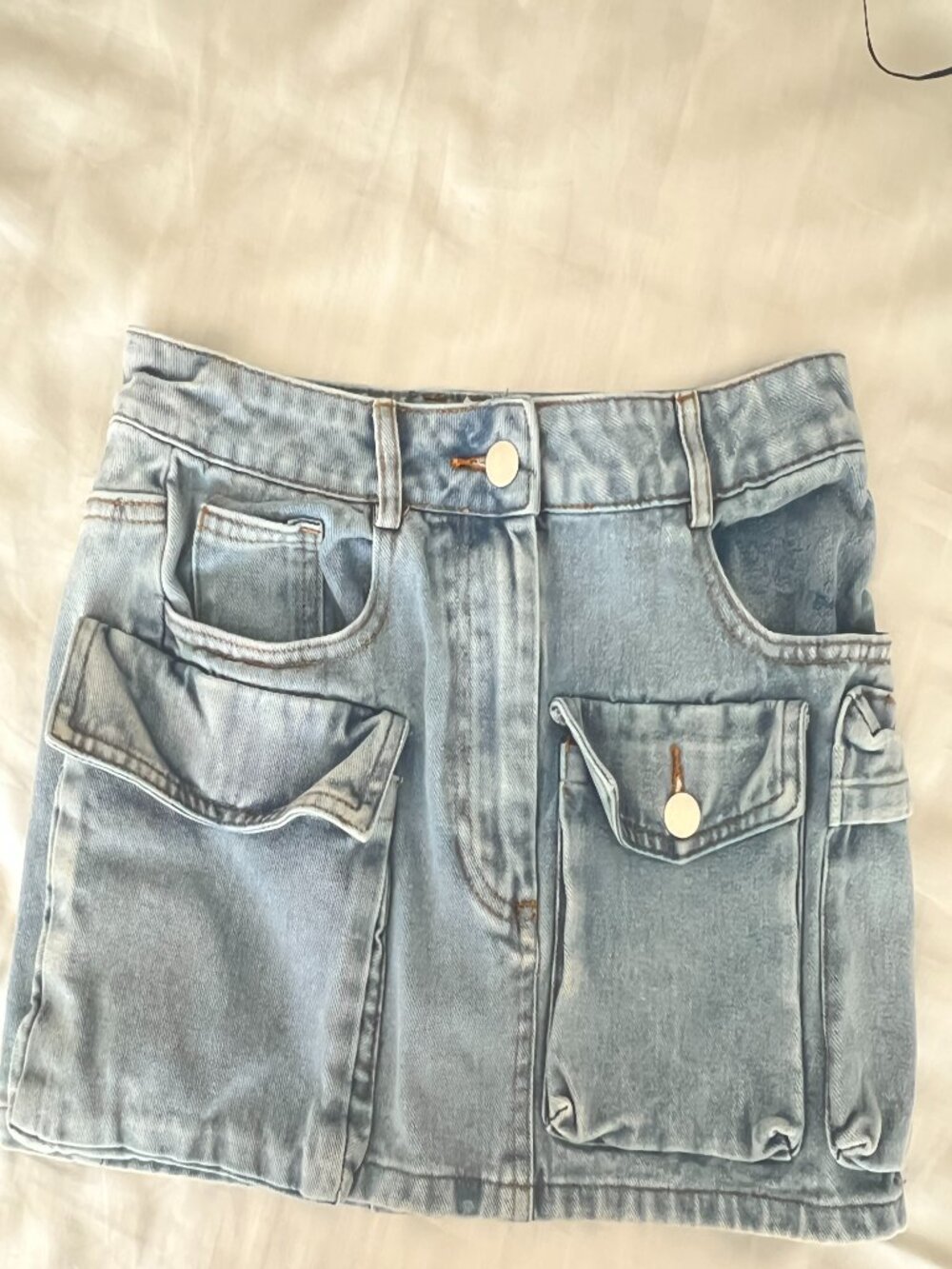 Mimosa denim cargo skirt